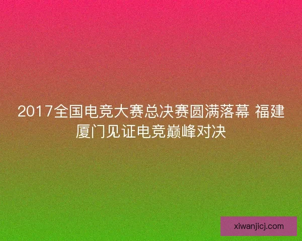 2017全国电竞大赛总决赛圆满落幕 福建厦门见证电竞巅峰对决