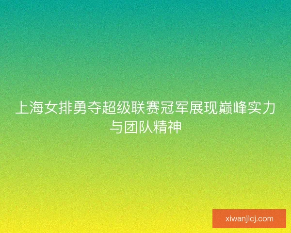 上海女排勇夺超级联赛冠军展现巅峰实力与团队精神