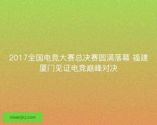 2017全国电竞大赛总决赛圆满落幕 福建厦门见证电竞巅峰对决