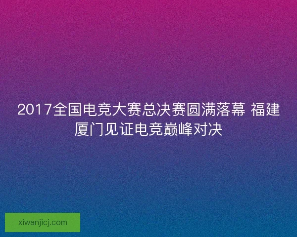 2017全国电竞大赛总决赛圆满落幕 福建厦门见证电竞巅峰对决
